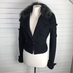 CLASS Roberto Cavalli Wool Jacket whit Fur Removable
